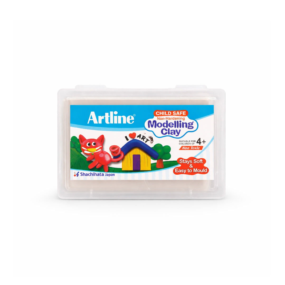 Artline Child Safe Non-Hardening White Modelling Clay, 168g Reusable
