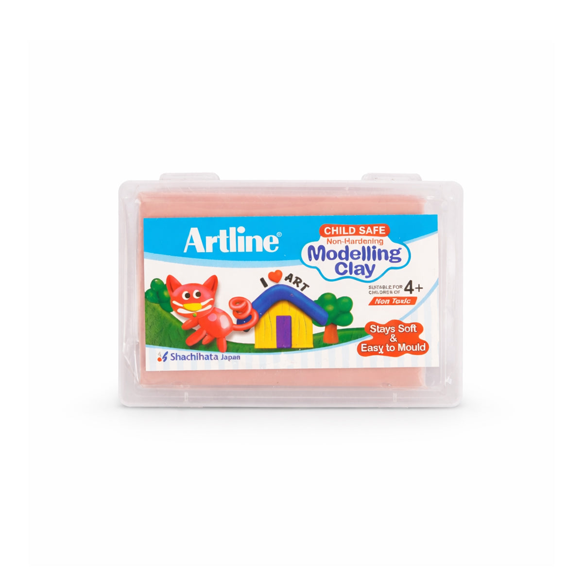 Artline Child Safe Non-Hardening Peach Modelling Clay, 168g Reusable