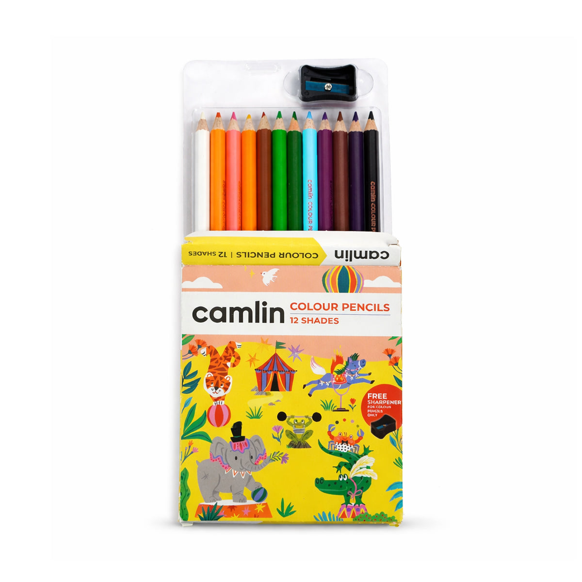 Camlin 12 Shades Colour Pencils Pack of 2 with Free Sharpener