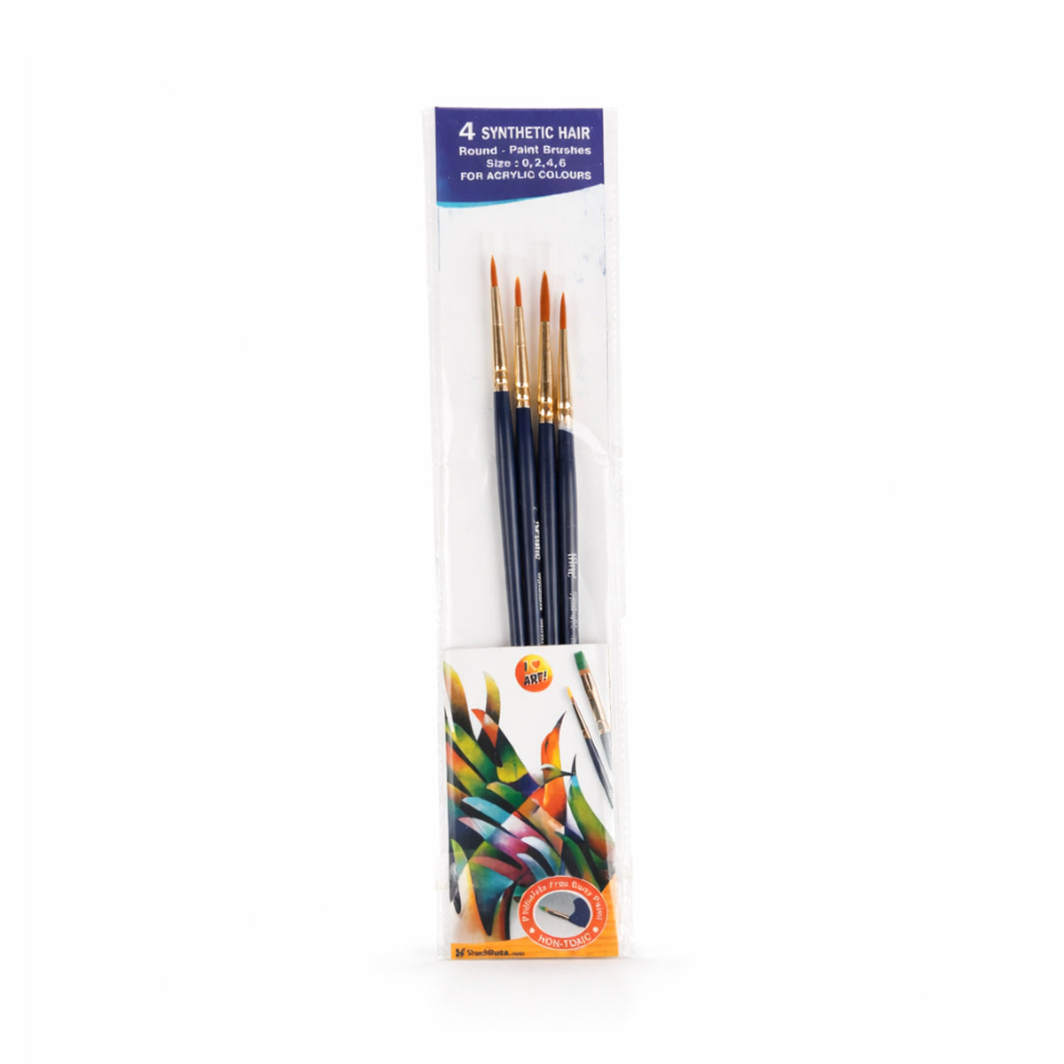 Artline Synthetic Hair Round Paint Brushes Set of 4 (Sizes 0,2,4,6)