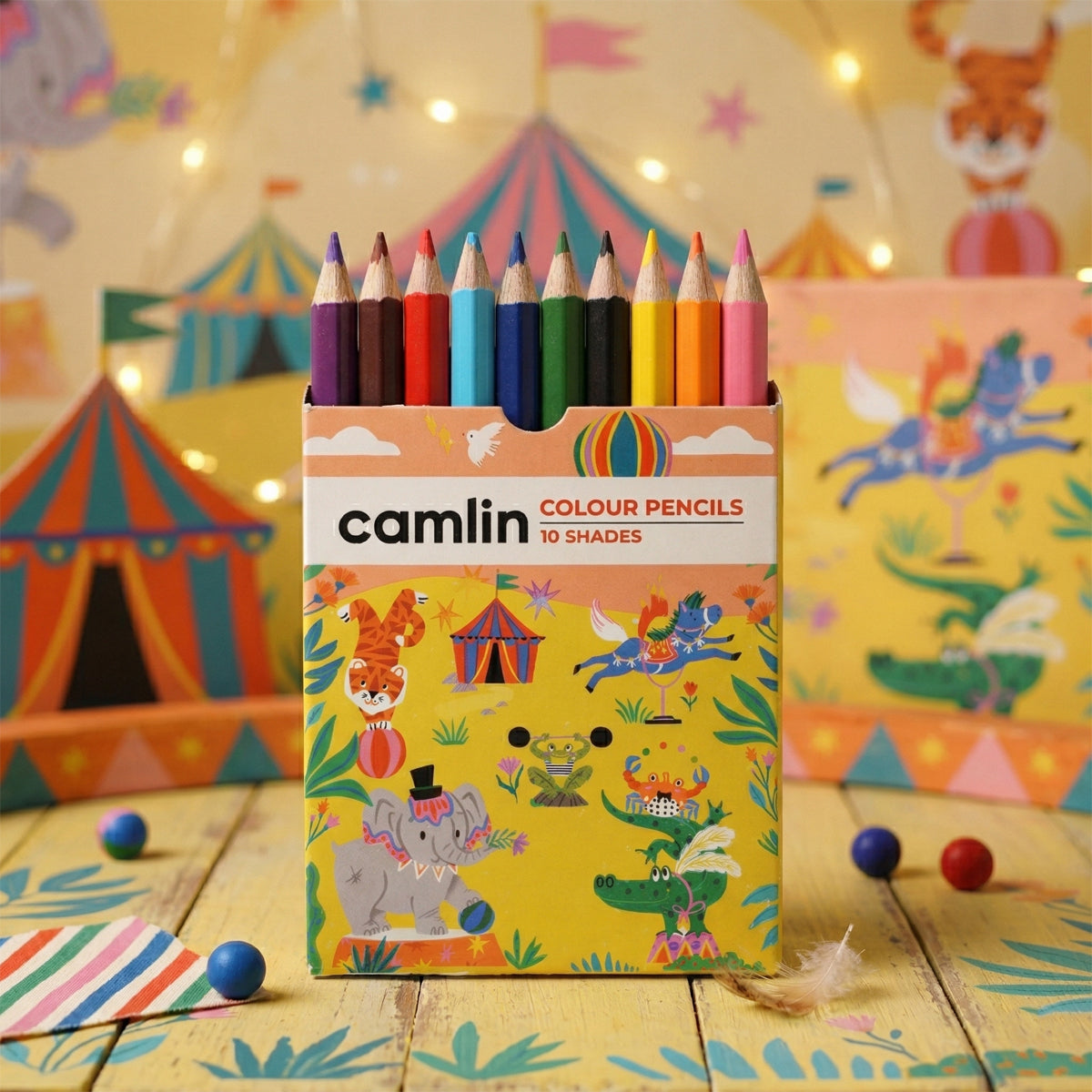 Camlin 10 Shades Colour Pencils Pack of 2 with Free Sharpener