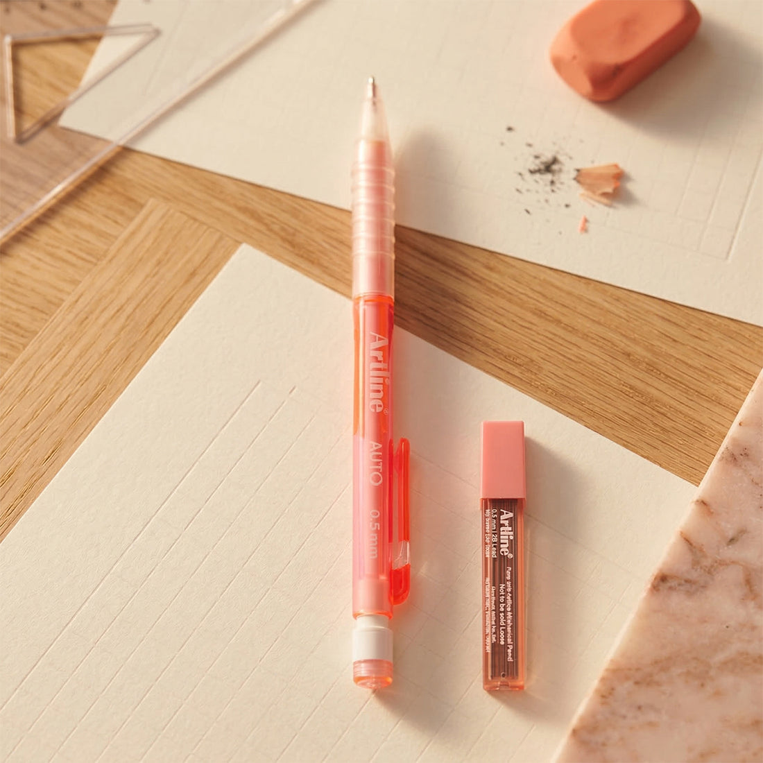 Artline Auto Mechanical Pencil 0.5mm – Pack of 2 (Pink, 14.5 cm)