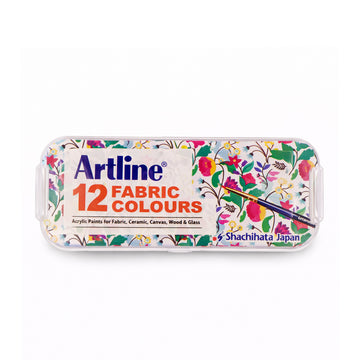 Artline 12 Fabric Colours – 10 ml Each, Multicolour