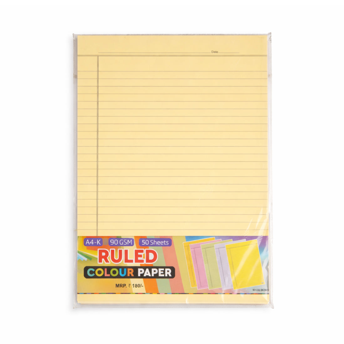 AAC A4 Colour Ruled Paper – 90 GSM, 50 Sheets (Single‑Side Ruled)