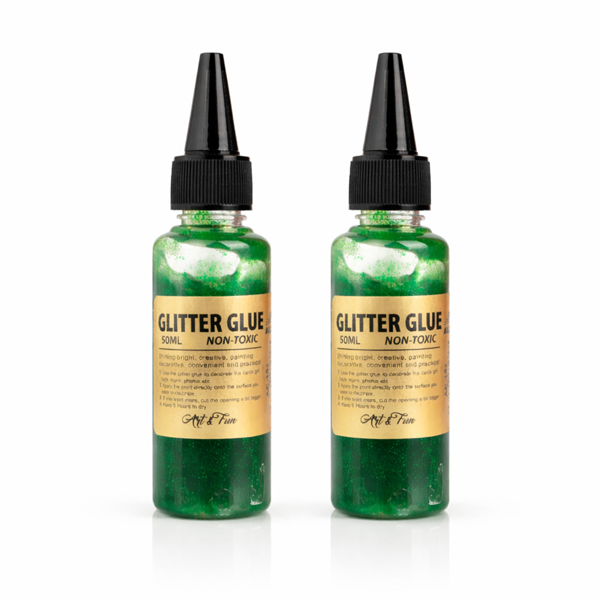 AAC Green Glitter Glue 50ml Pack of 2 - Non-Toxic