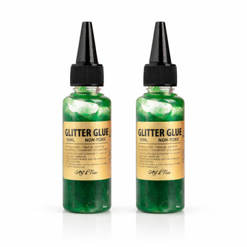 AAC Green Glitter Glue 50ml Pack of 2 - Non-Toxic