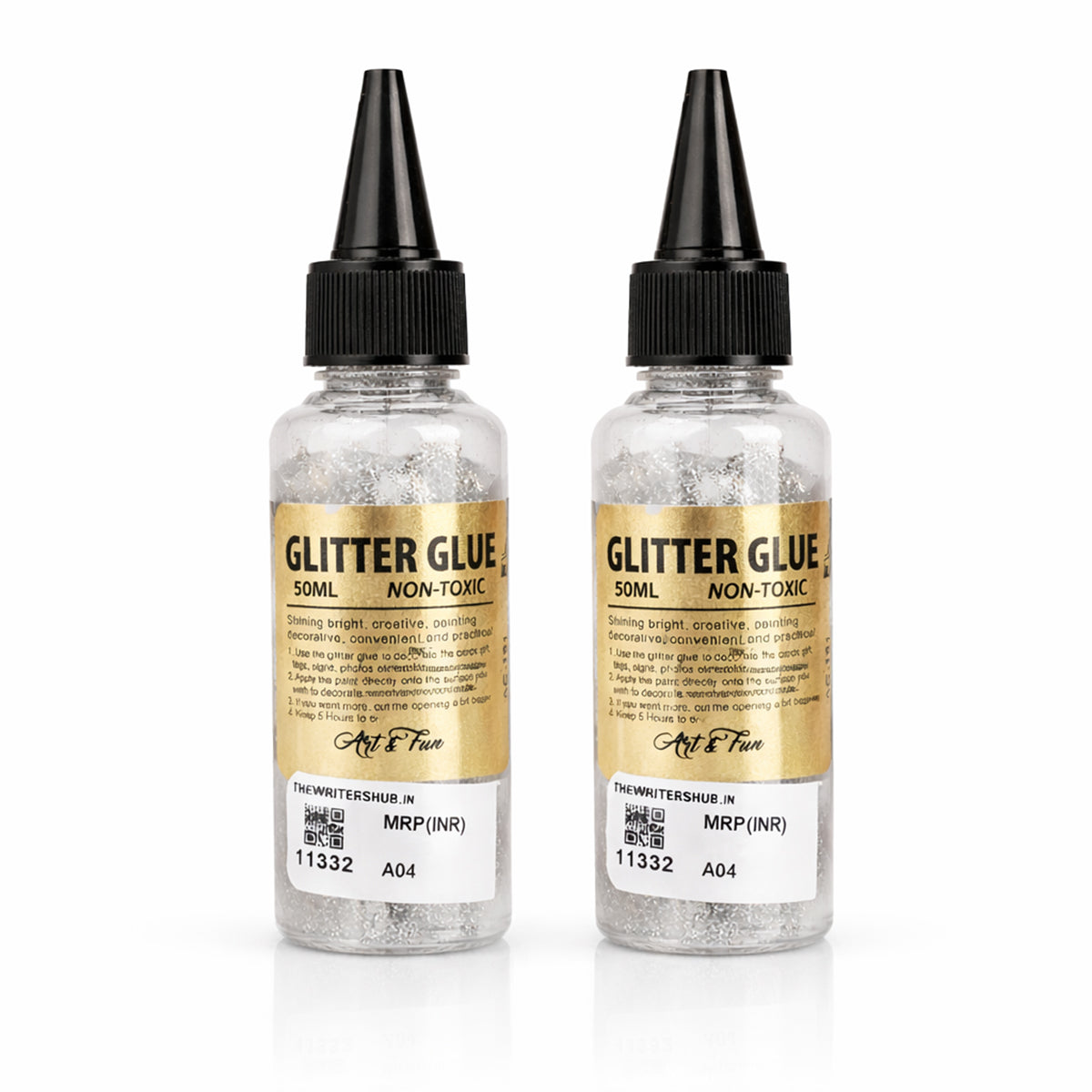AAC Silver Glitter Glue 50ml Pack of 2 - Non-Toxic