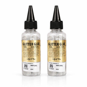 AAC Silver Glitter Glue 50ml Pack of 2 - Non-Toxic