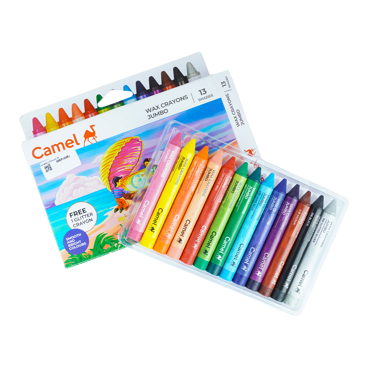Camel 13 Shades Jumbo Wax Crayons – 12 Crayons + 1 Glitter