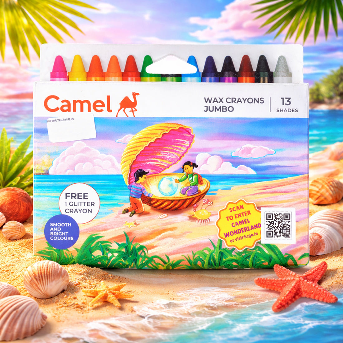 Camel 13 Shades Jumbo Wax Crayons – 12 Crayons + 1 Glitter