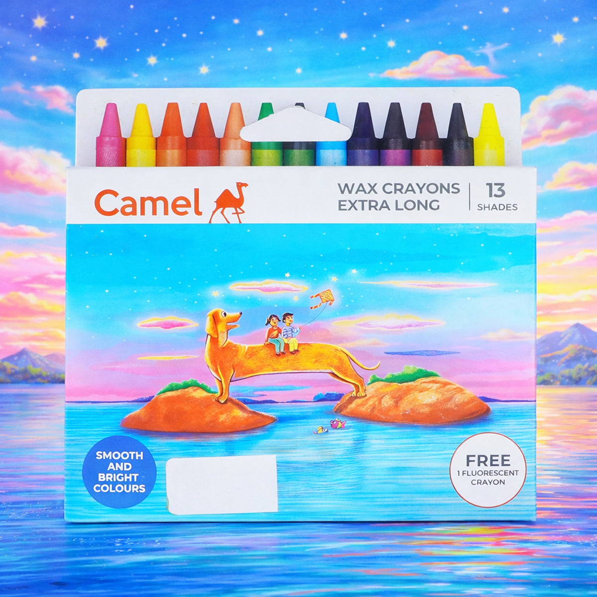 Camel Extra Long 13 Shades Wax Crayons – Pack of 2