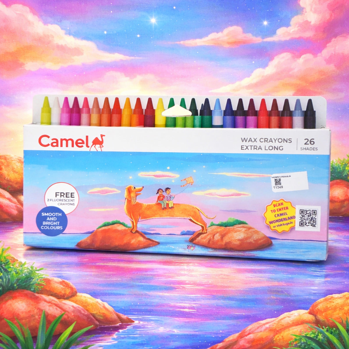 Camel Extra Long 26 Assorted Shades Wax Crayons – Smooth & Durable Kids Crayons
