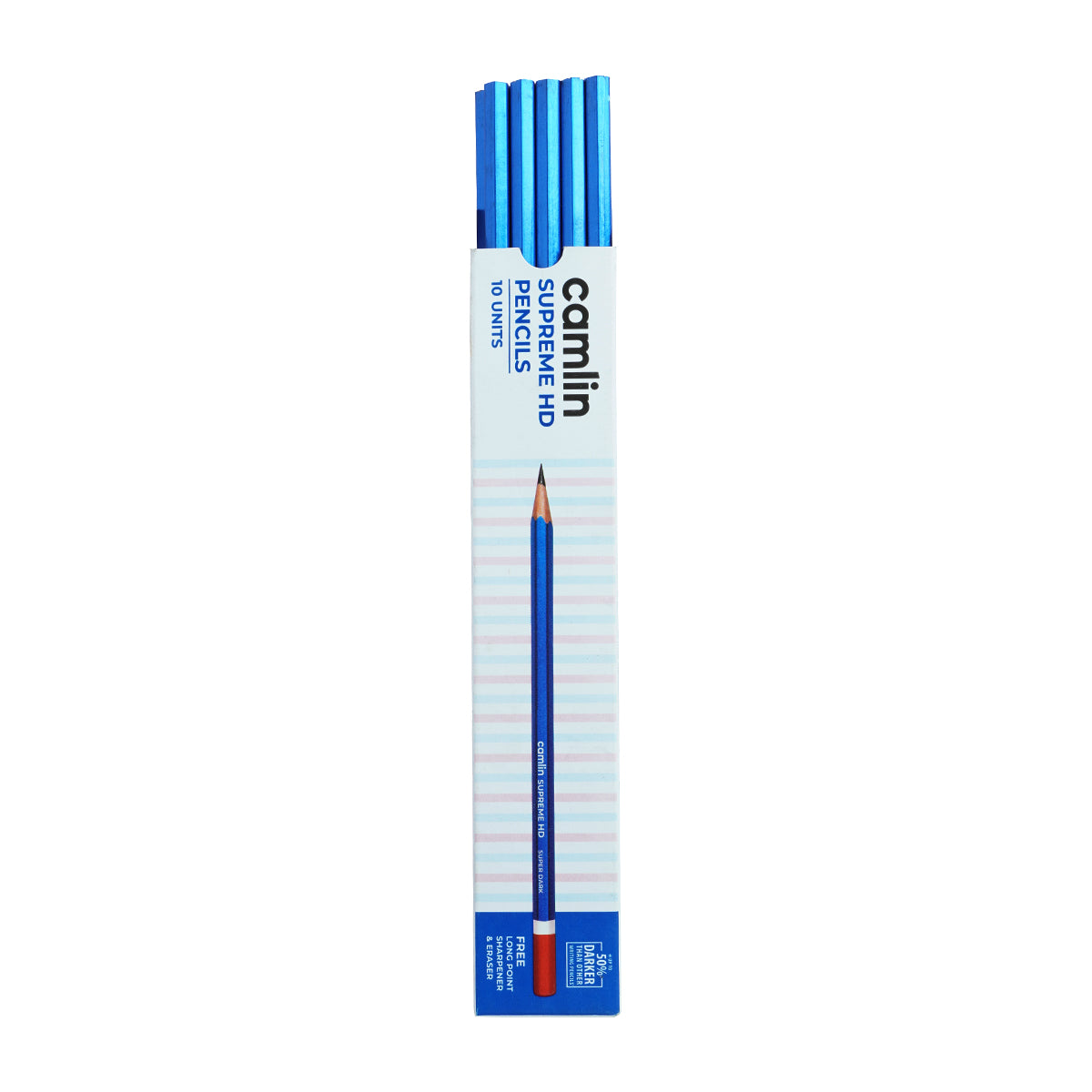 Camlin Supreme HD Blue Body Pencils Set of 10 – Smooth & Super Dark Writing Pencils