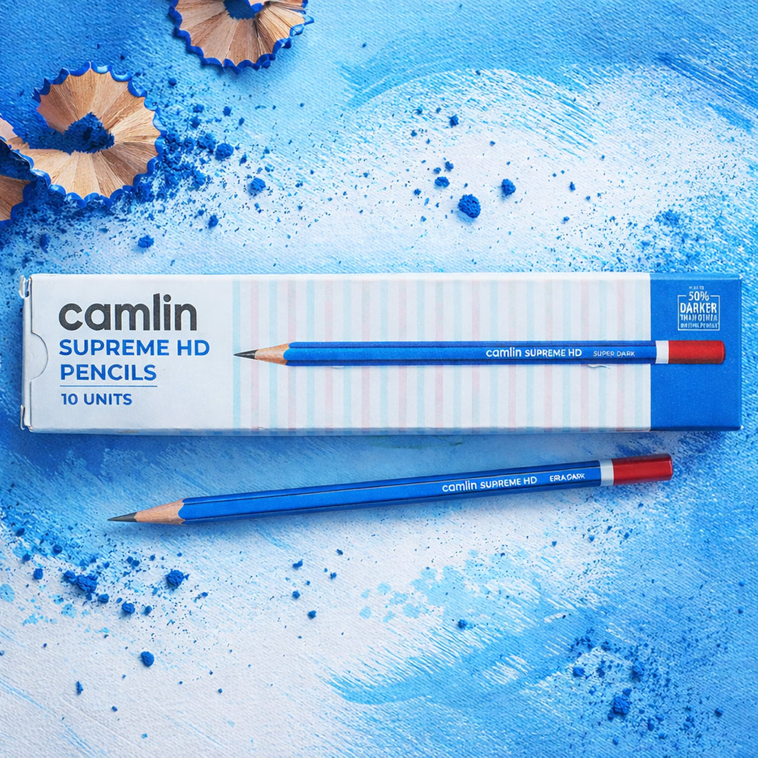 Camlin Supreme HD Blue Body Pencils Set of 10 – Smooth & Super Dark Writing Pencils