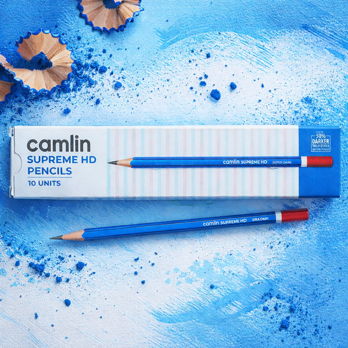 Camlin Supreme HD Blue Body Pencils Set of 10 – Smooth & Super Dark Writing Pencils