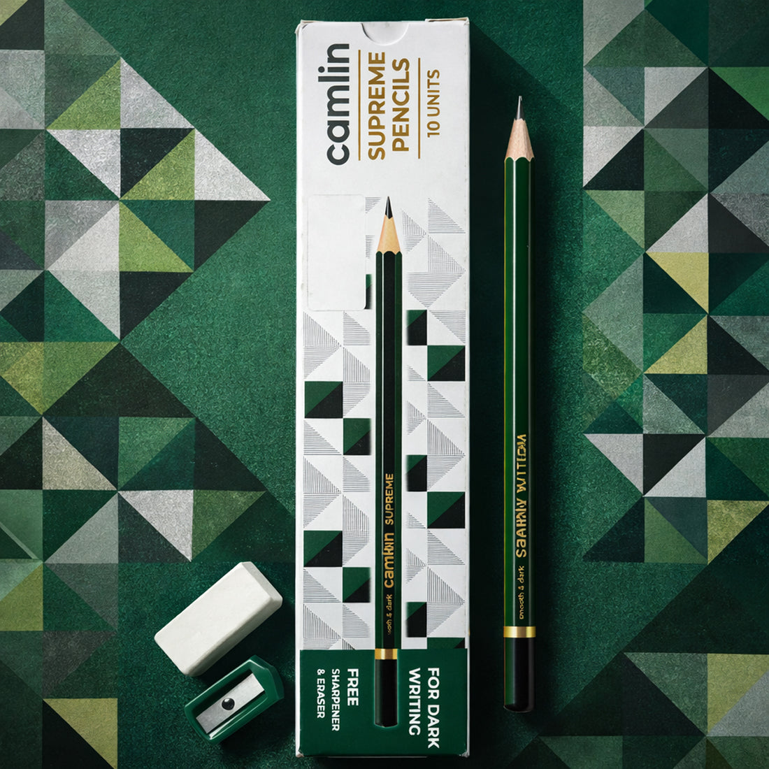 Camlin Supreme Green Body Pencils Set of 10 – Smooth & Strong Writing Pencils
