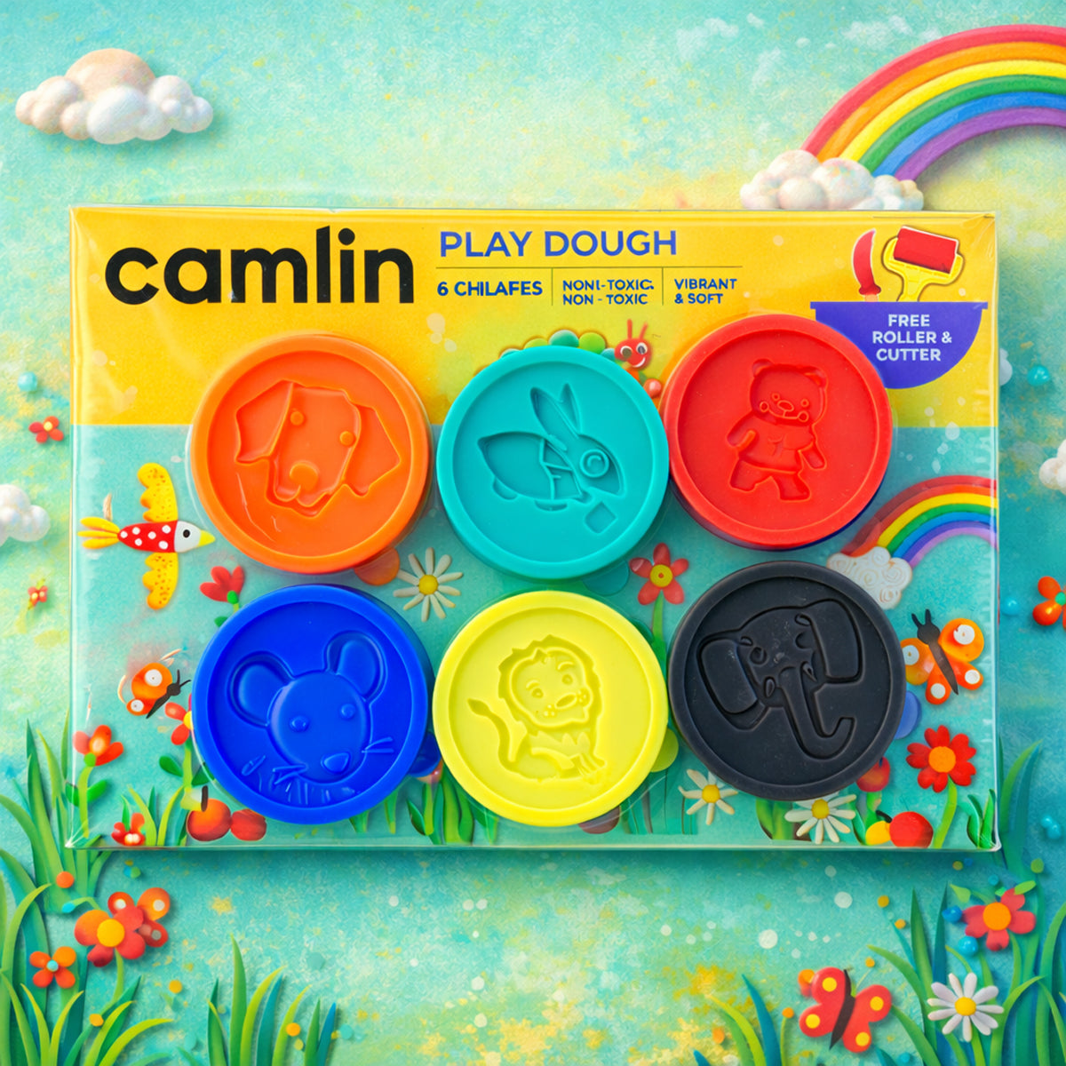 Camlin 6 Shades Play Dough Set – Non‑Toxic Modelling Dough for Kids