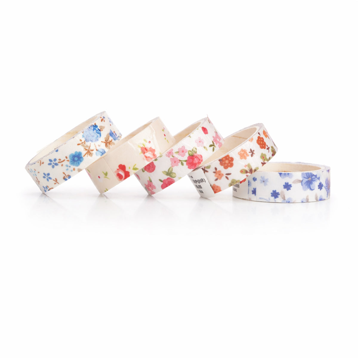 AAC Multicolour Floral Washi Tapes Pack of 5 - Decorative Craft Tape