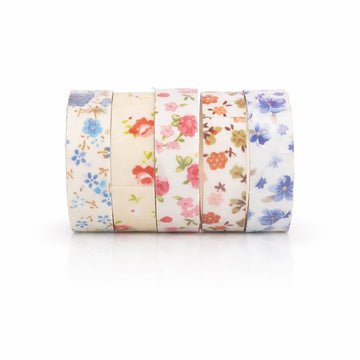 AAC Multicolour Floral Washi Tapes Pack of 5 - Decorative Craft Tape