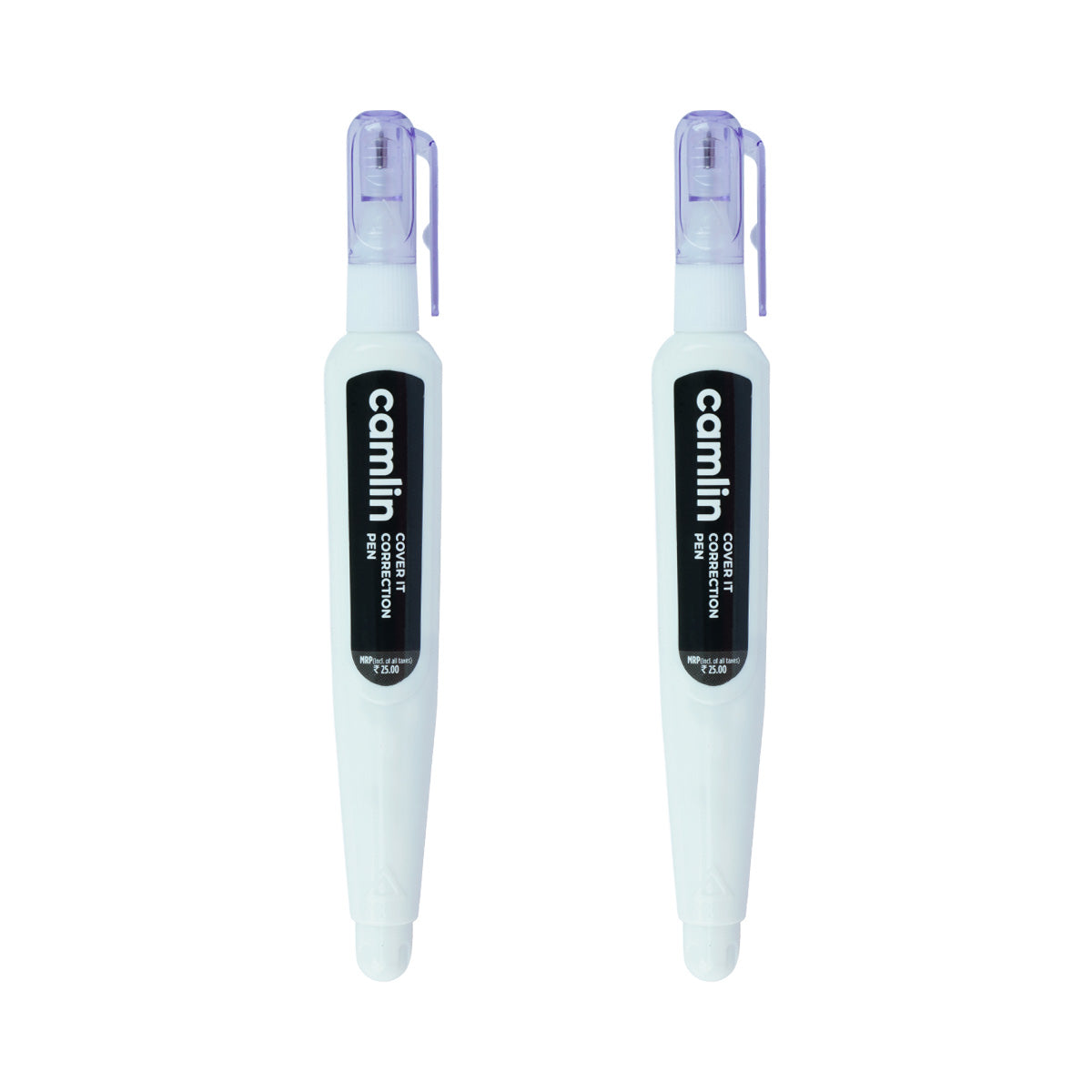 Camlin Cover It Correction Pen Set of 2 | Quick‑Drying White‑Out for School & Office