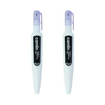 Camlin Cover It Correction Pen Set of 2 | Quick‑Drying White‑Out for School & Office