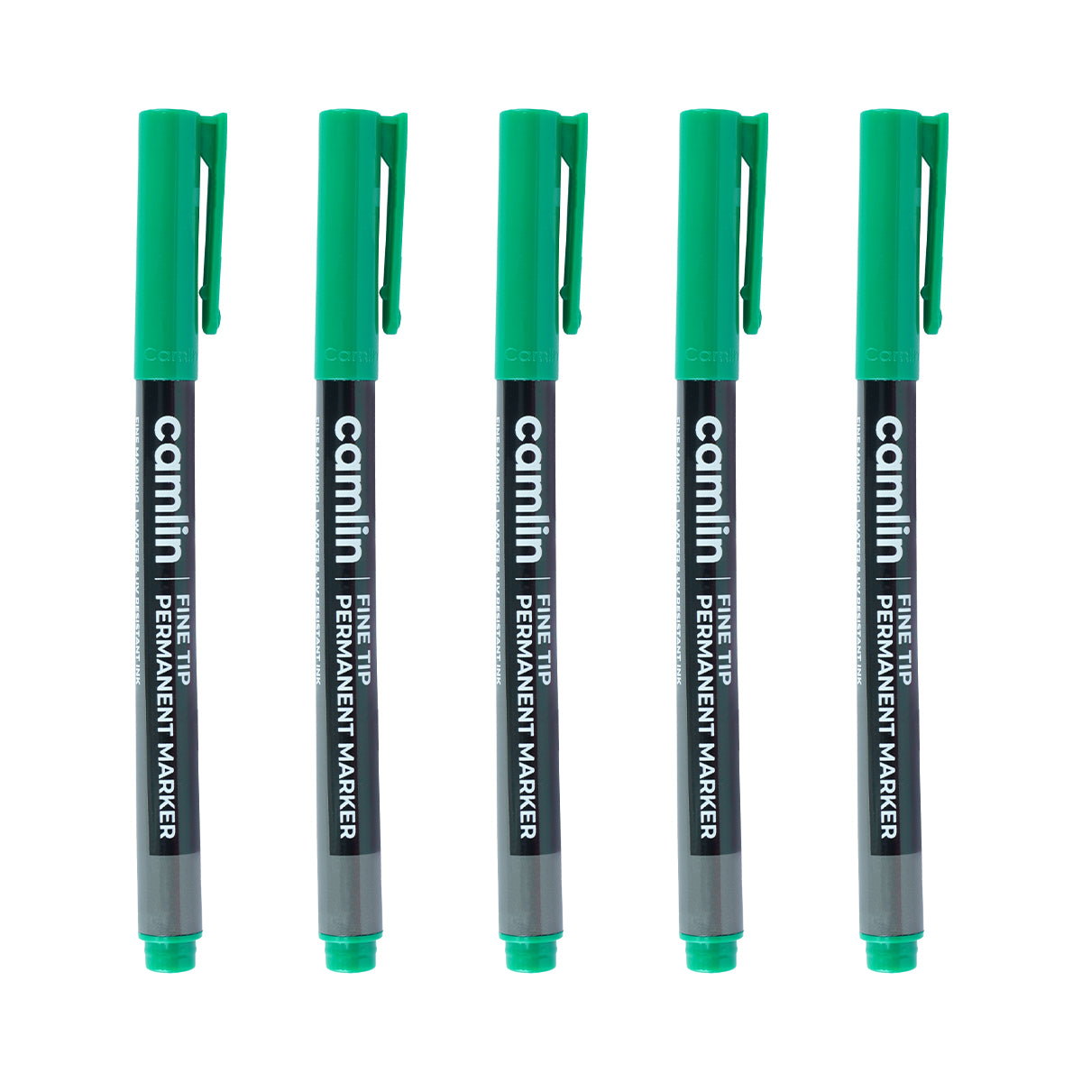 Camlin Green Fine Tip Permanent Marker Set of 5 | Smooth & Long‑Lasting Ink
