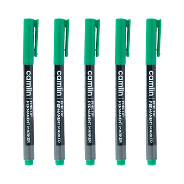 Camlin Green Fine Tip Permanent Marker Set of 5 | Smooth & Long‑Lasting Ink
