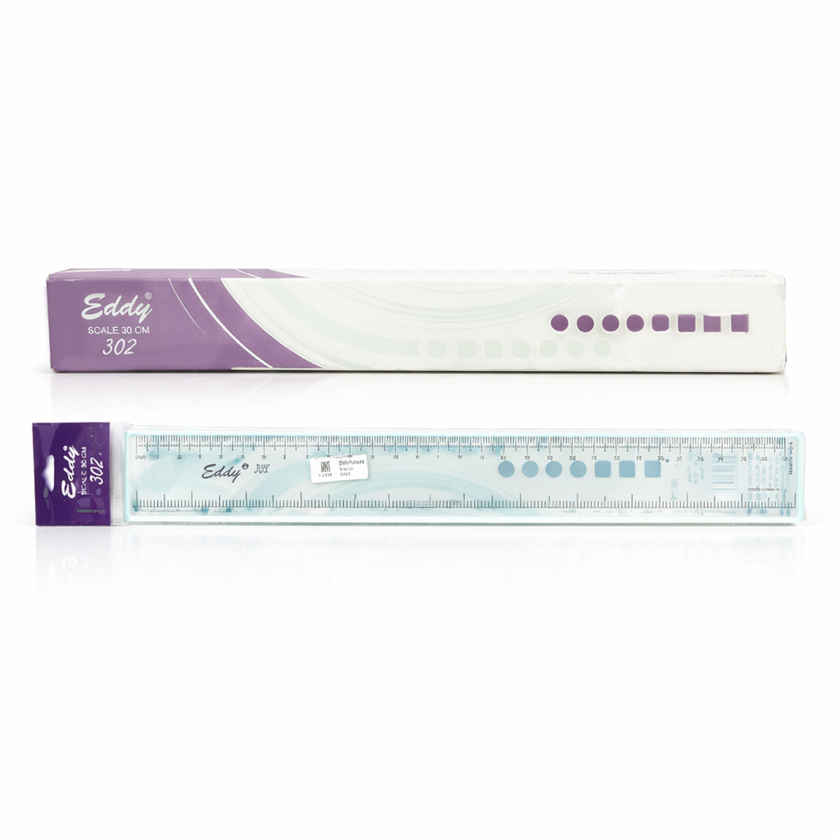 Eddy 302 Plastic Ruler Pack of 8 – 30 cm Transparent Scales