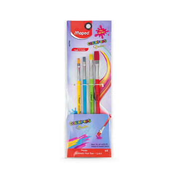 Maped Color'Peps Synthetic Flat Brushes Set of 4 - Sizes 1,2,4,6