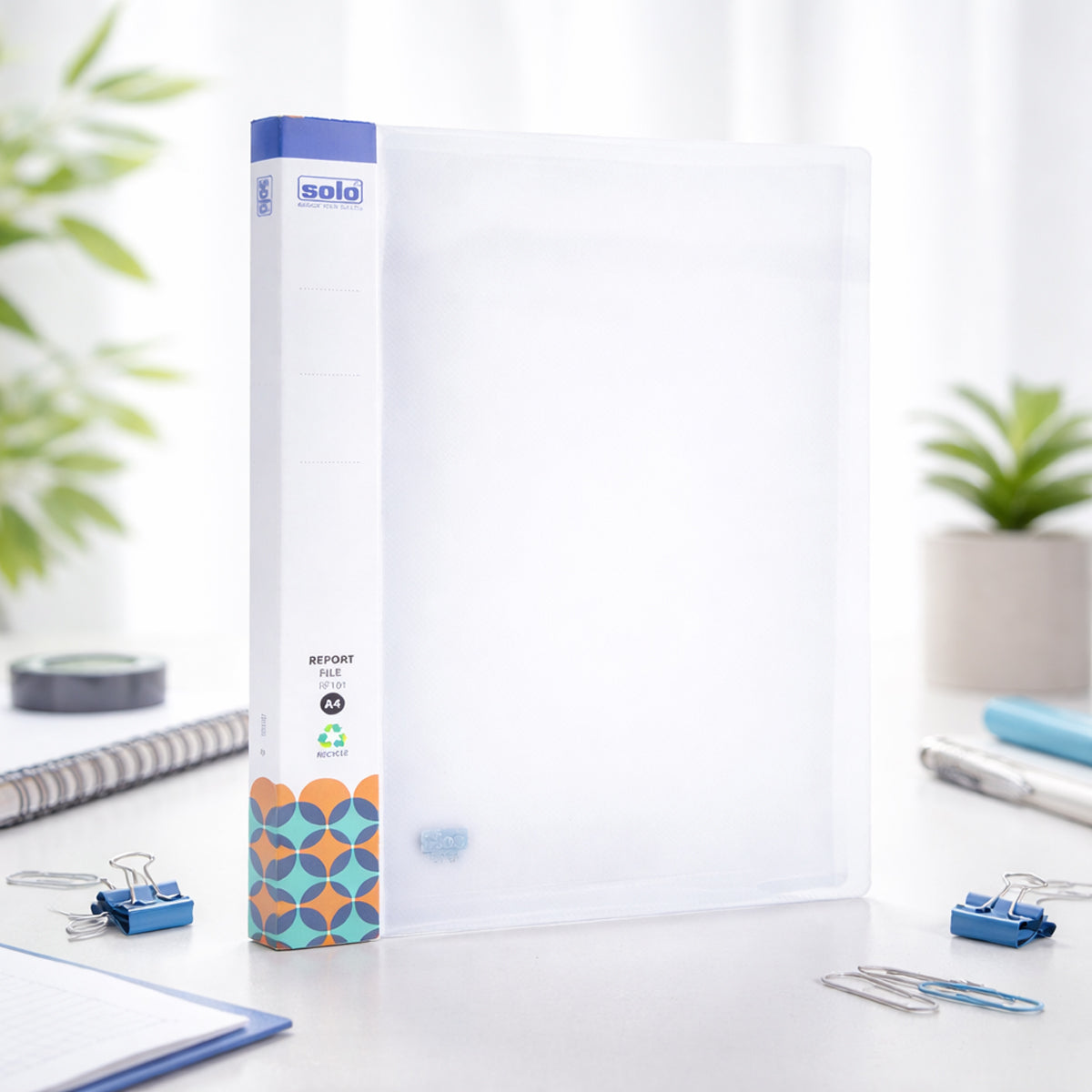 Solo RF101 A4 Transparent White Single Pocket Report File – Set of 2