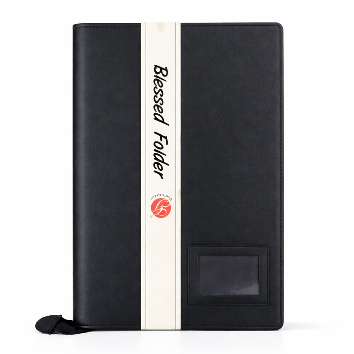 God’s Grace Black B4 10‑Leaves Stitched Blessed Folder – Premium Leather Folder