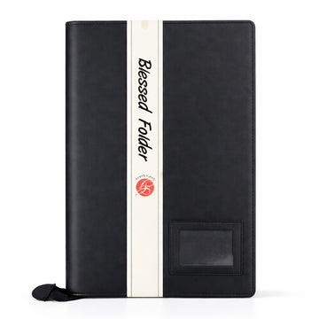 God’s Grace Black B4 10‑Leaves Stitched Blessed Folder – Premium Leather Folder
