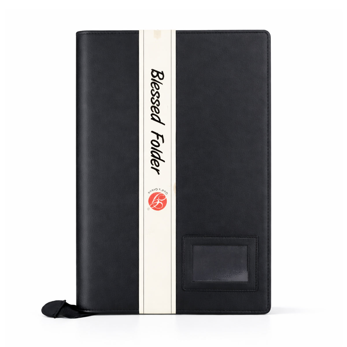 God’s Grace Black A4 10‑Leaves Stitched Blessed Folder – Premium Leather Folder