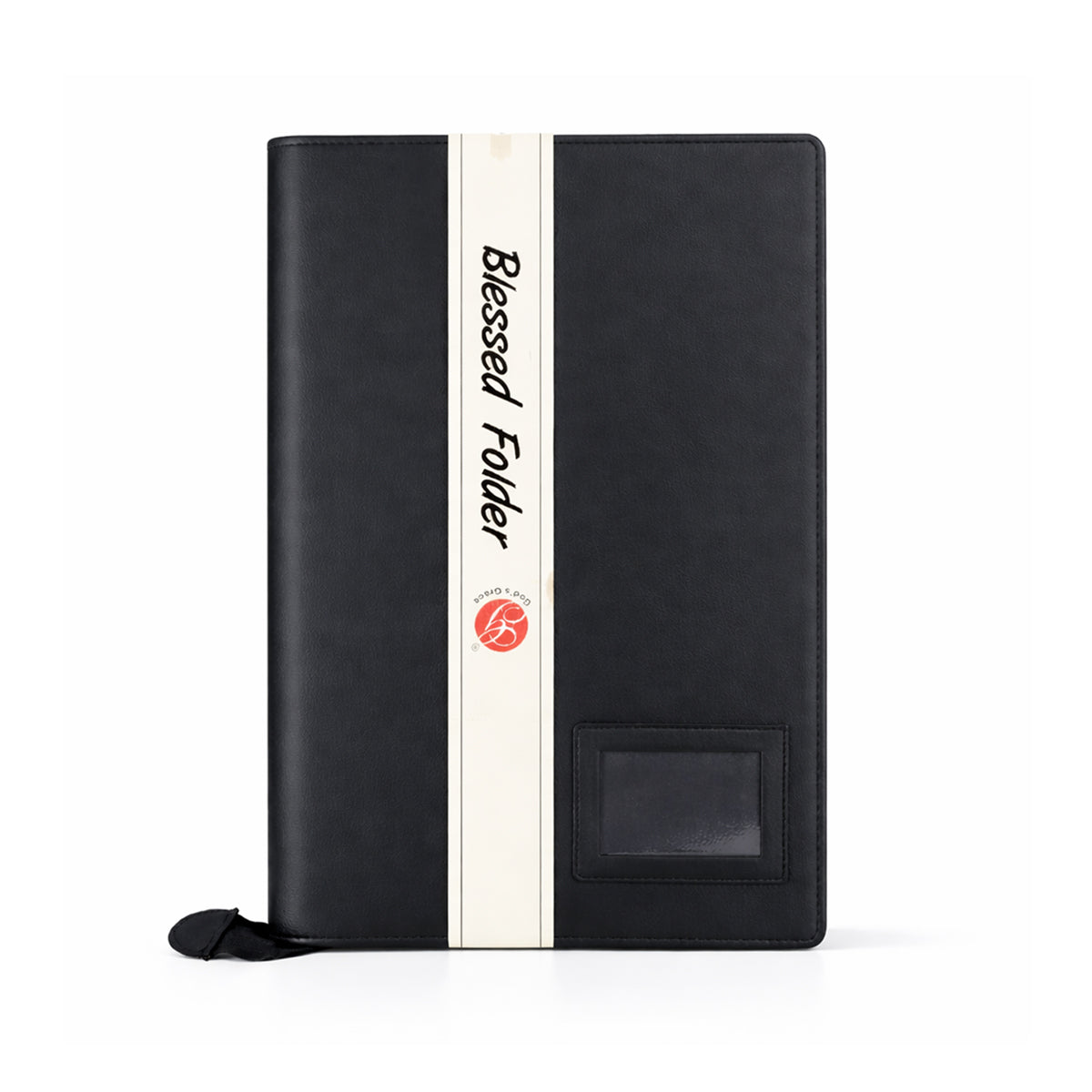 God's Grace Black Full Size 10 Leaves Stitched Blessed Folder - Premium PU Leather