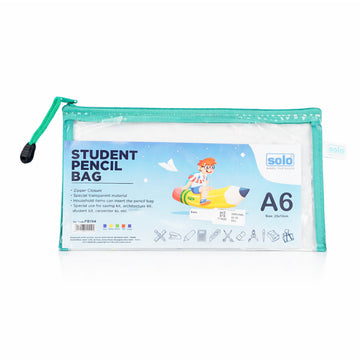Solo PB104 A6 Green Zipper Pouch – Transparent Storage Pouch