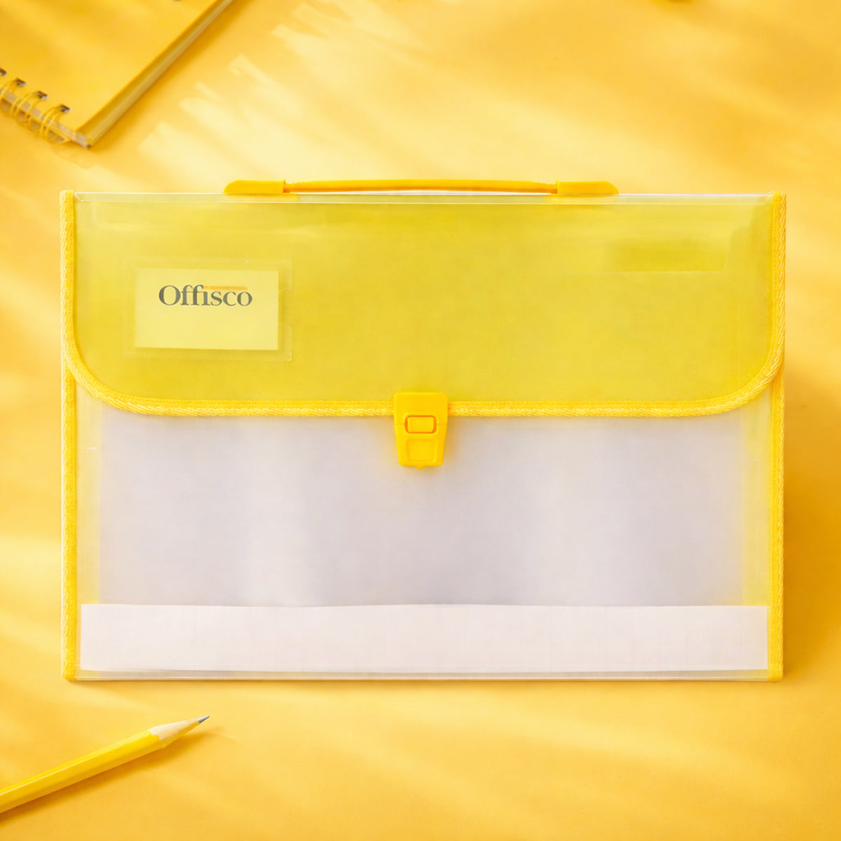 Offisco 7601 Transparent Yellow Expanding File – 13 Pocket A4 Legal File Folder