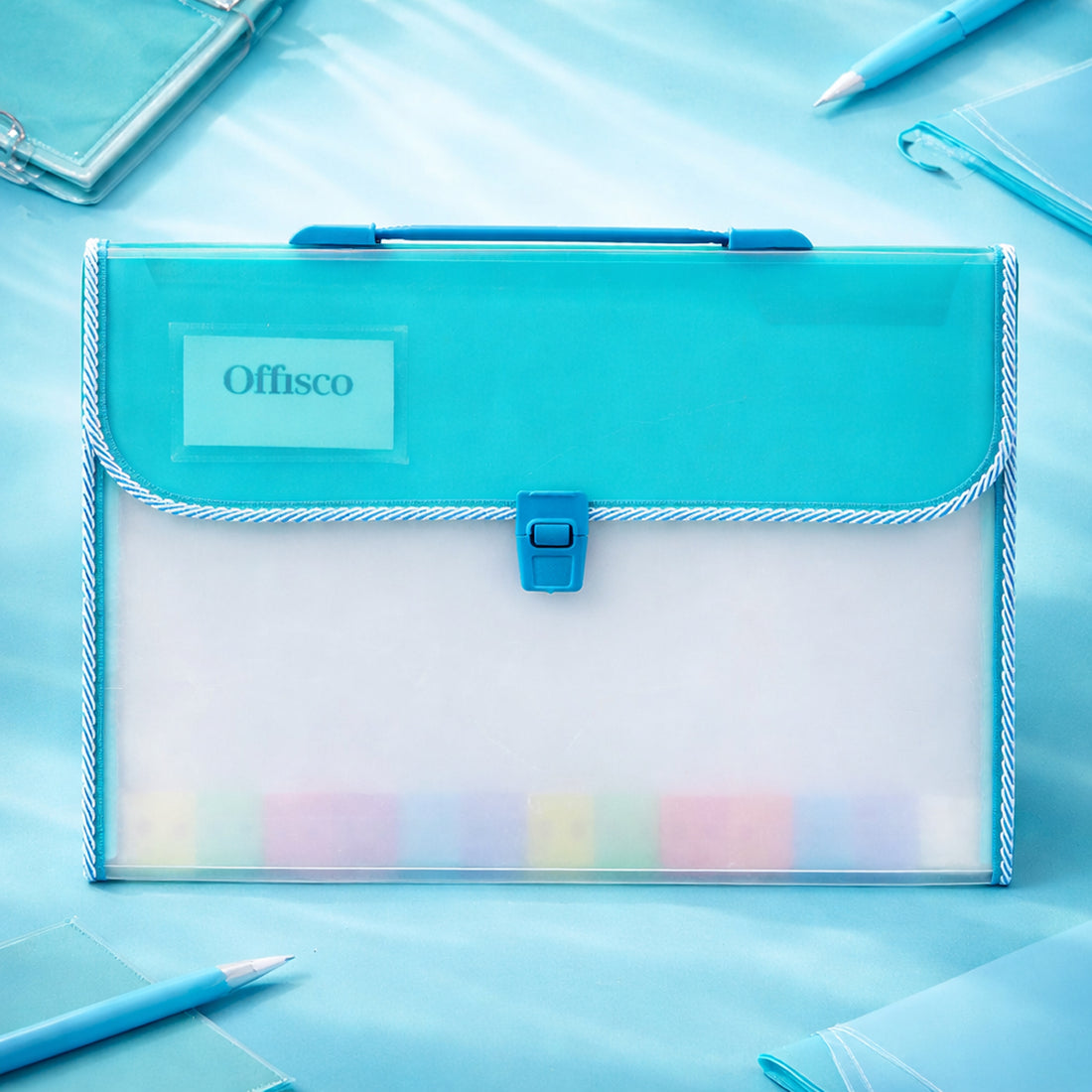 Offisco 7601 Transparent Green Expanding File – 13 Pocket A4 Legal File Folder
