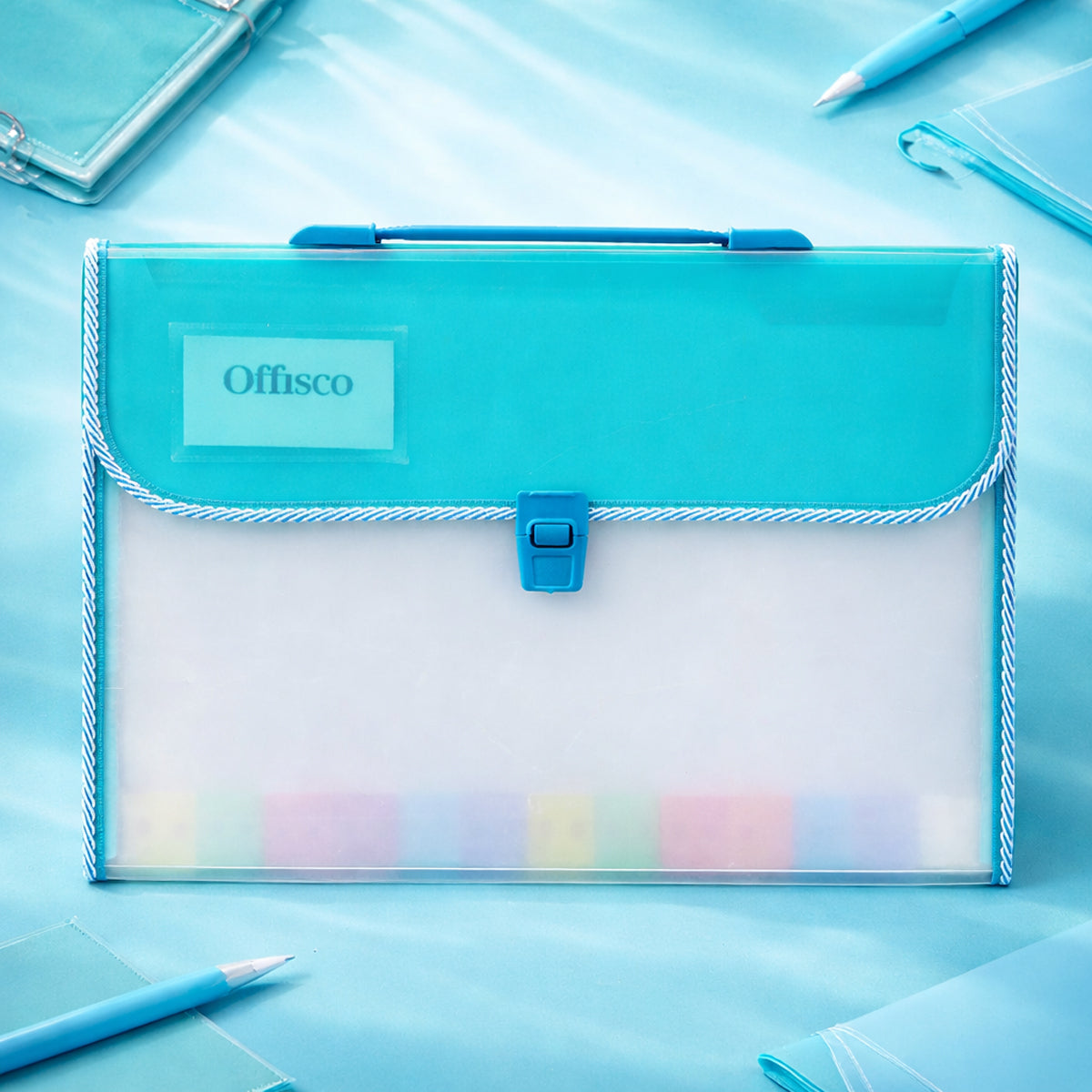 Offisco 7601 Transparent Green Expanding File – 13 Pocket A4 Legal File Folder