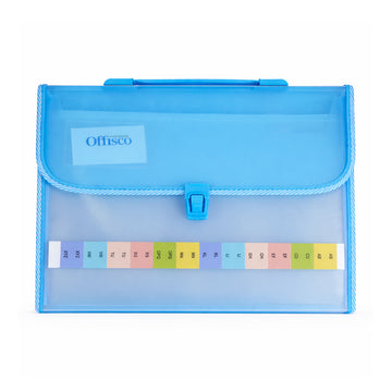 Offisco 7601 Transparent Blue Expanding File – 13 Pocket A4 Legal File Folder