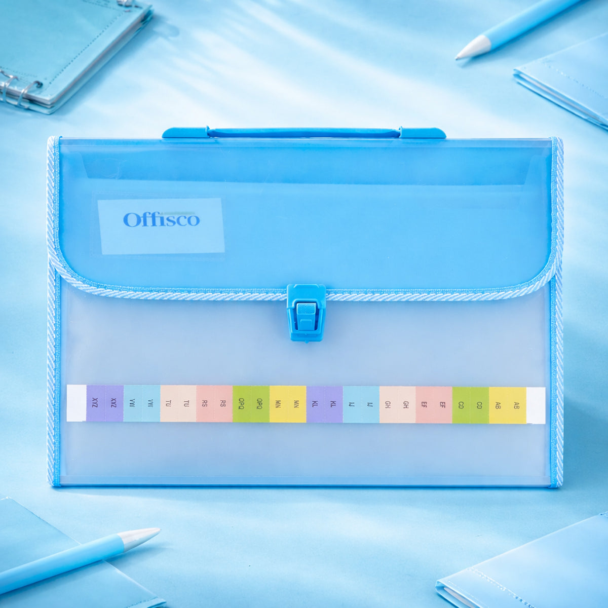 Offisco 7601 Transparent Blue Expanding File – 13 Pocket A4 Legal File Folder