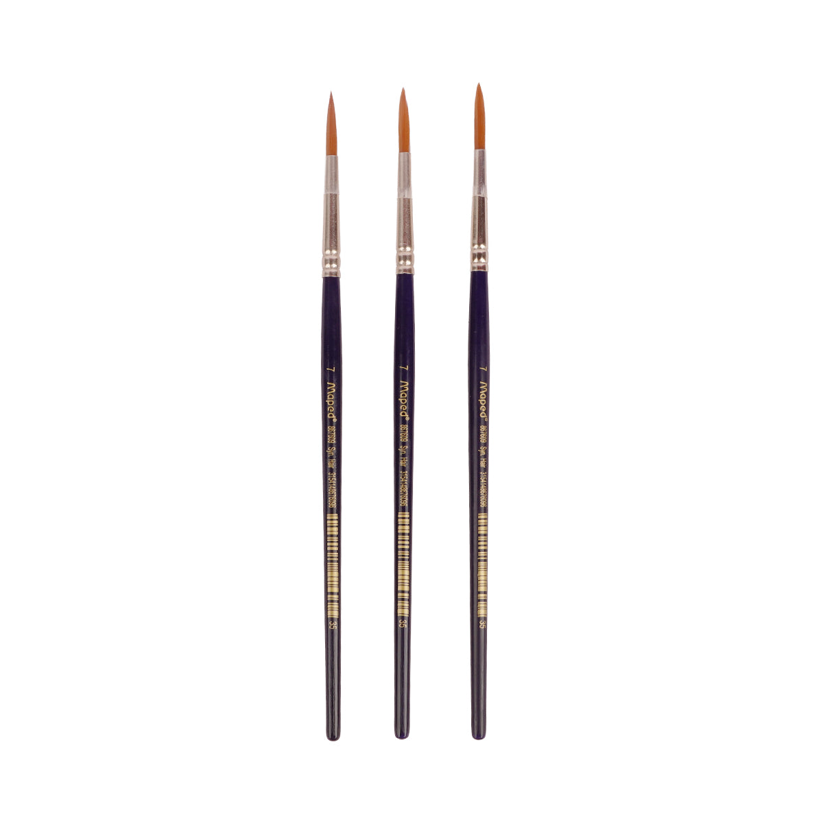 Maped Artist Paint Round Brushes Set of 3 - Size 7 Synthetic