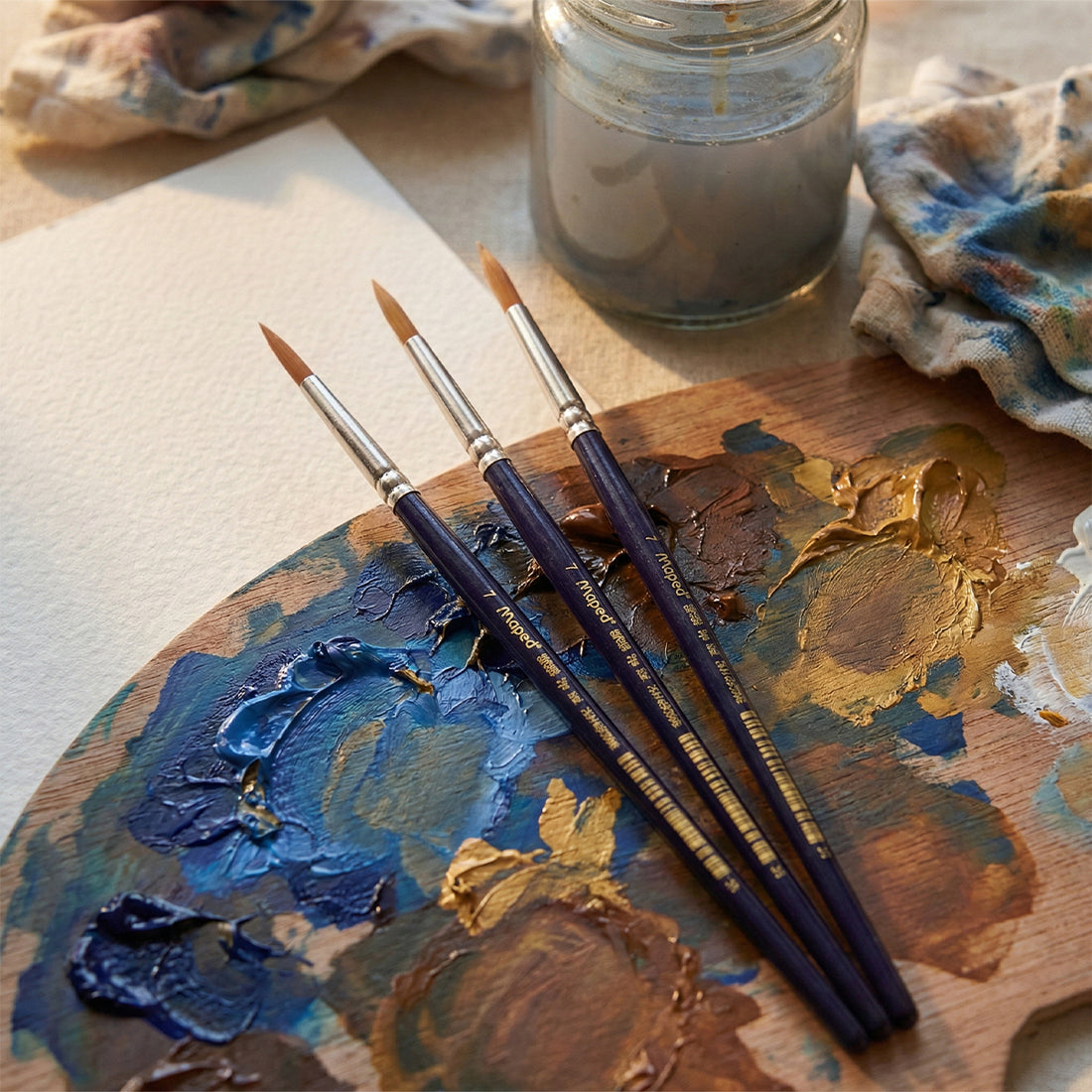 Maped Artist Paint Round Brushes Set of 3 - Size 7 Synthetic