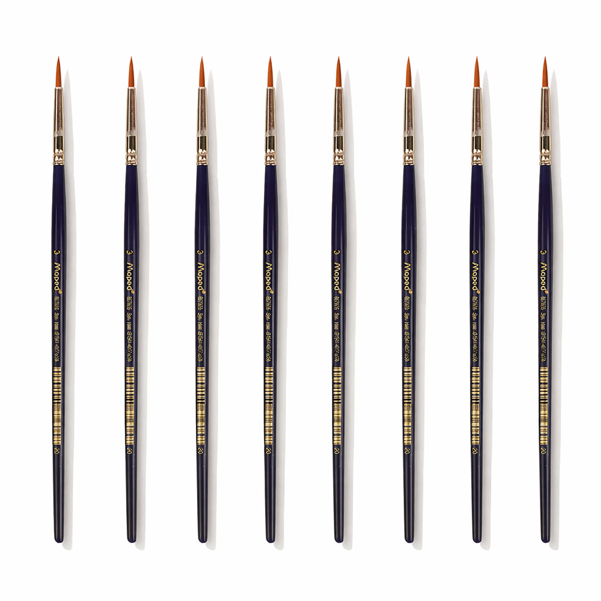 Maped Artist Paint Round Brushes Size 3 Set of 8 - Synthetic Detail Brushes