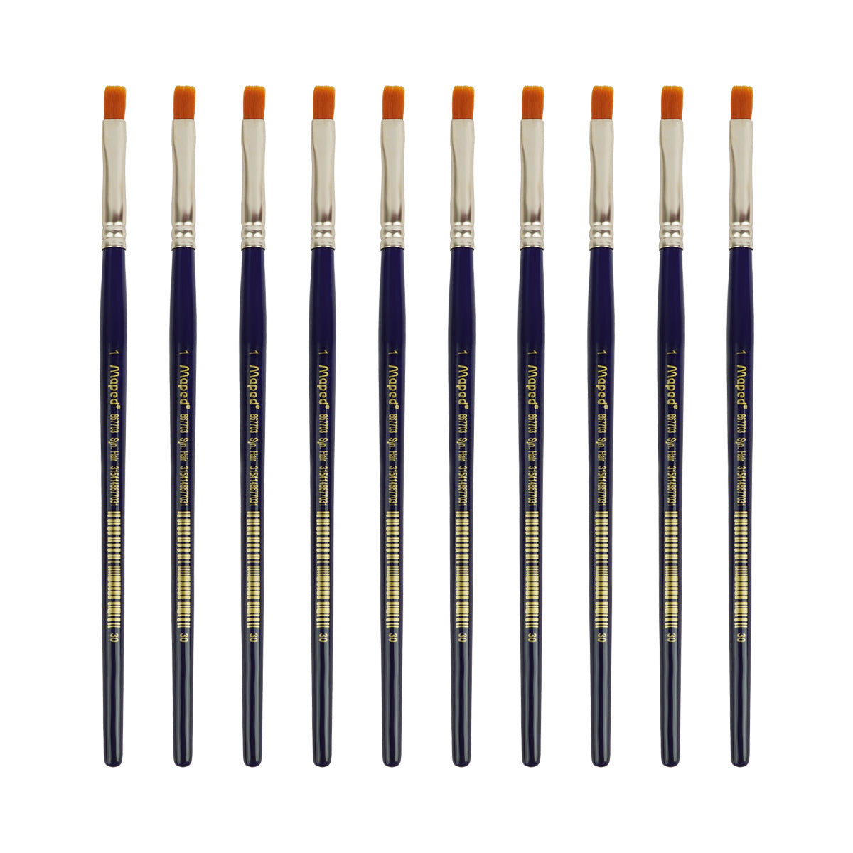 Maped Paint Brush Set - 10 Synthetic Flat Brushes, Size 1