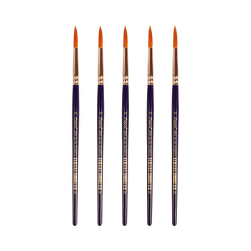 Maped Paint Brush Set - 5 Synthetic Round Brushes, Size 8