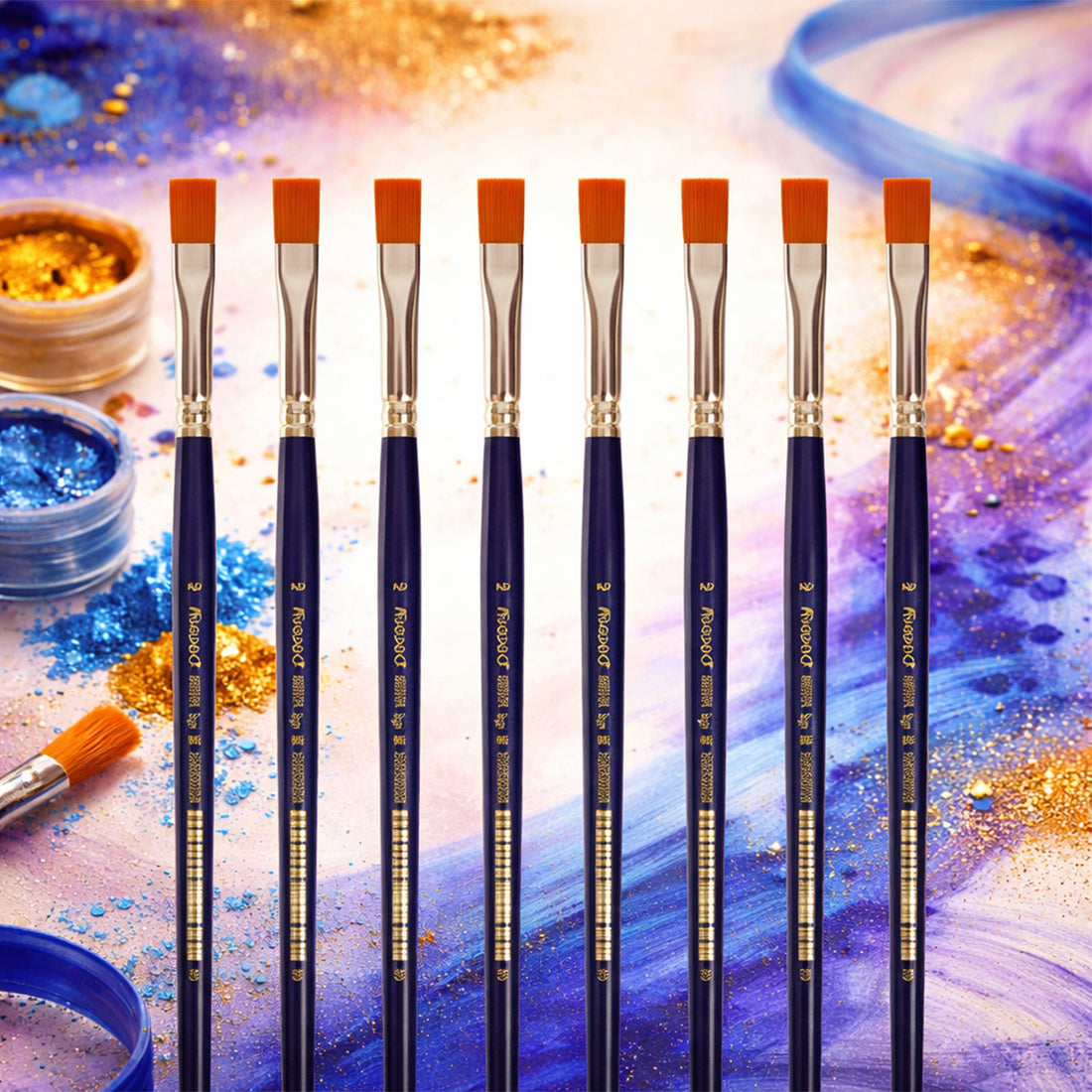 Maped Paint Brush Set - 10 Synthetic Flat Brushes, Size 2