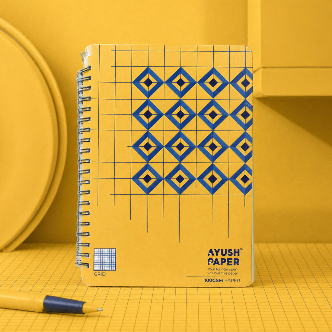 Ayush Paper Diamond Design A4 Grid Notebook – 100 GSM