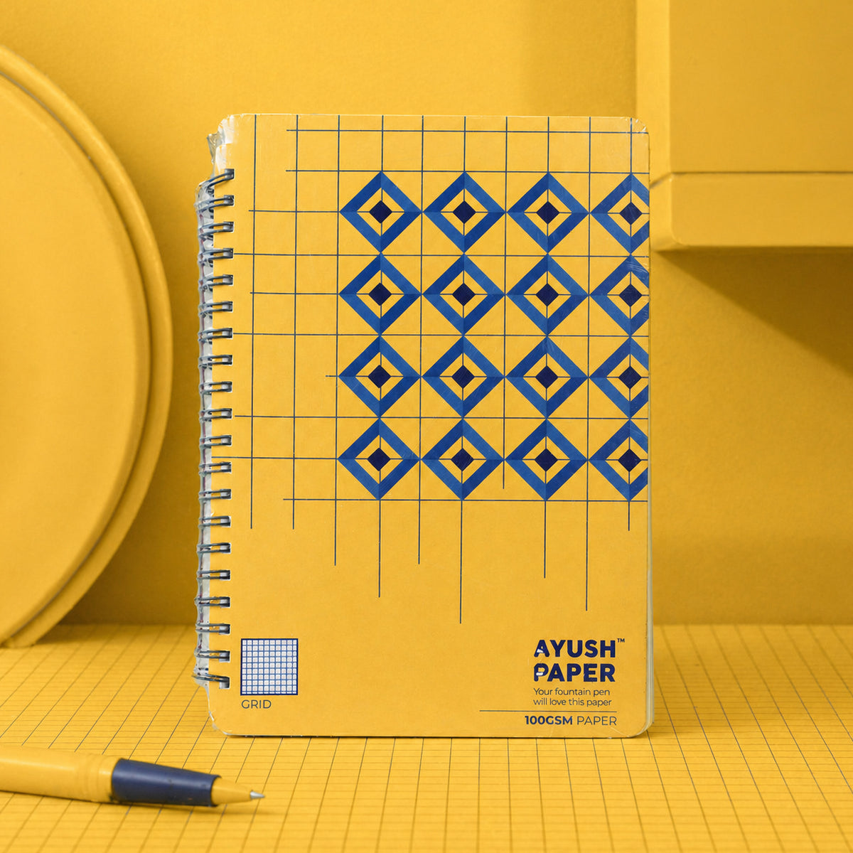 Ayush Paper Diamond Design A4 Grid Notebook – 100 GSM