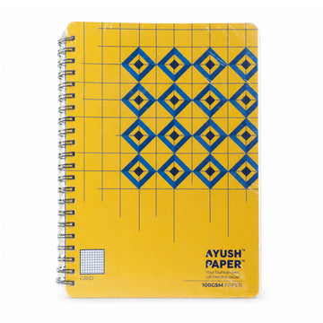 Ayush Paper Diamond Design A4 Wiro Grid Notebook – 100 GSM, Fountain Pen Friendly