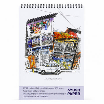 Ayush Paper Heritage Street Design A3 Wiro Sketchbook – 140 GSM, 50 Pages